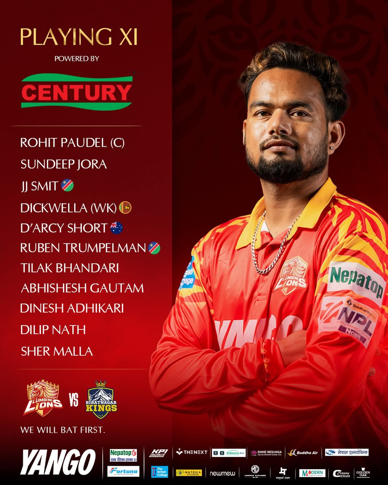 विराटनगरले टस जित्यो, लुम्बिनीलाई ब्याटिङको निम्तो