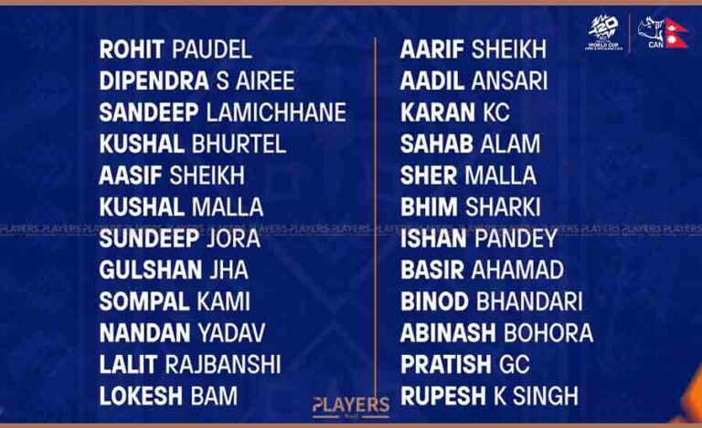 आइसिसी टी–२० विश्वकपको तयारीमा नेपाल, २४ खेलाडी क्याम्पमा