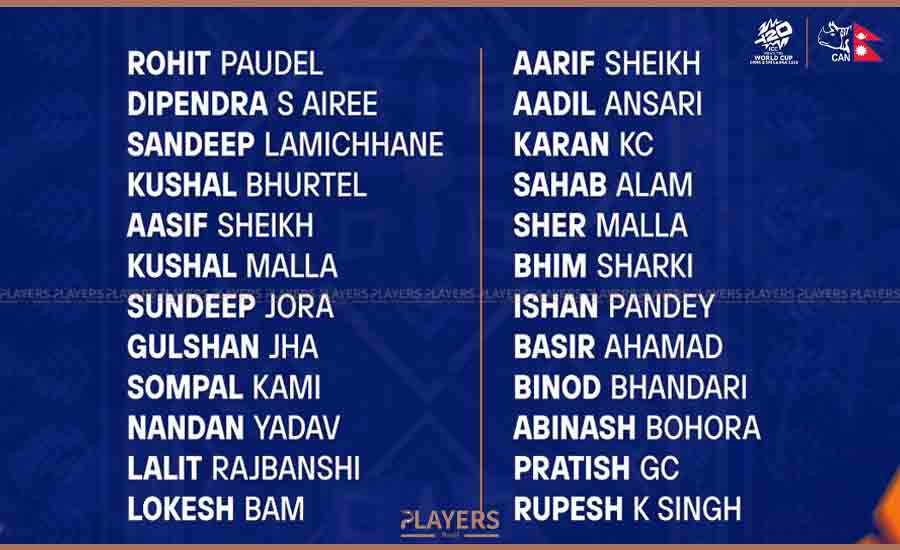 आइसिसी टी–२० विश्वकपको तयारीमा नेपाल, २४ खेलाडी क्याम्पमा